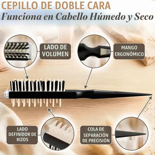 Vista 4 de Cepillo definidor de rizos – Peine de rizos que define con cepillo de doble cara para volumen y peinado con menos tirones – Diseñado para peinar