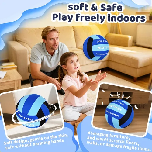 Vista 3 de Pelota de voleibol suave, tela súper suave, para práctica en interiores, segura y silenciosa, para niños, jóvenes, principiantes, juegos de práctica