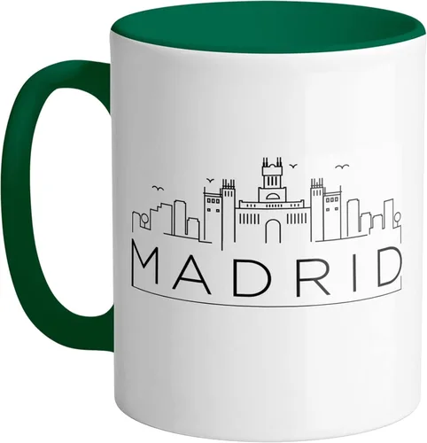 Vista 3 de TeesAndTankYou Skyline Madrid - Taza de café (11 onzas), color negro