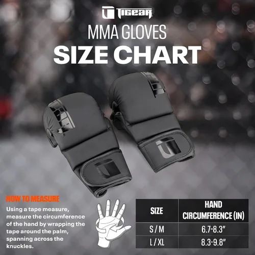Vista 4 de Tigear Guantes Prime 2.0 MMA – Guantes híbridos de agarre y entrenamiento para hombres y mujeres Diseño de palma abierta con acolchado resistente