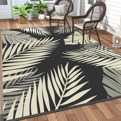 Vista 98 de GENIMO - Alfombra para exteriores de 6 x 9 pies, para patio, espacios amplios, reversible, de pajillas de plástico, alfombra impermeable para Azul