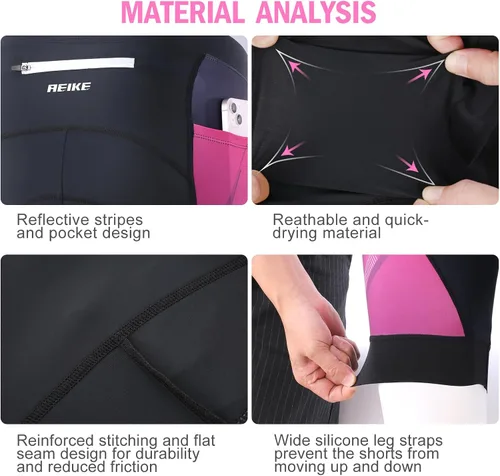 Vista 6 de Aeike Pantalones cortos de ciclismo acolchados 4D, transpirables, de secado rápido, a prueba de golpes, elásticos, para mujer