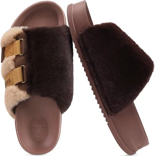 Vista 26 de KuaiLu Pantuflas ortopédicas para mujer con soporte de arco, sandalias acolchadas suaves para mujer, sandalias de moda con punta abierta, de piel