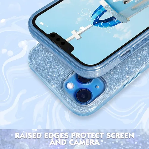Vista 4 de MILPROX Funda compatible con iPhone 13 (2021), carcasa de gel de goma brillante con purpurina de 3 capas a prueba de golpes para iPhone 13 de 6.1
