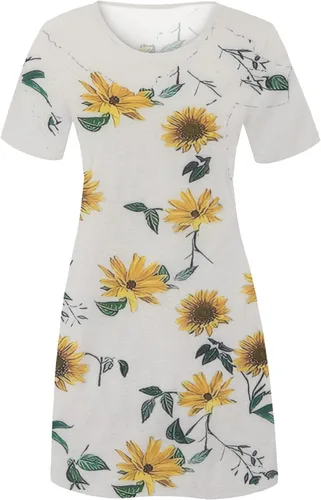 Vista 5 de Vestido de playa casual de verano para mujer, vestido de verano de manga corta, estampado de mariposas, suelto, cuello redondo, vestido de verano