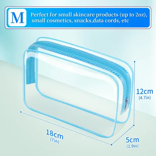 Vista 2 de 24 bolsas de aseo transparentes, bolsa de cosméticos para organizador de maquillaje de viaje, bolsa aprobada por la TSA, multicolor, mediana