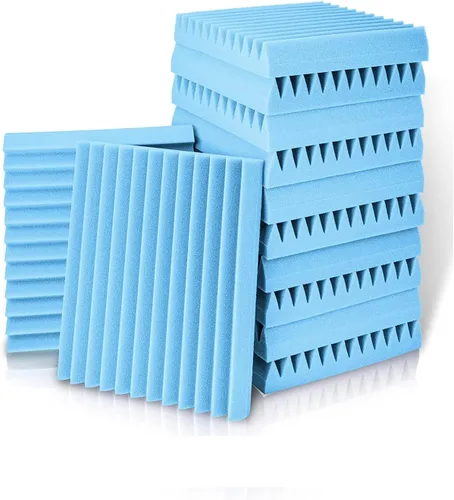 Vista 9 de Paneles de espuma acústica, paquete de 12 paneles de tratamiento acústico de 12 x 12 x 1 pulgadas, paneles de pared insonorizados, fáciles de Morado