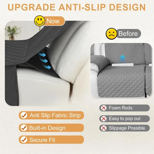 Vista 4 de HDCAXKJ 100% Fundas impermeables para sofá seccional reclinable en forma de L, funda de sofá reclinable acolchada lavable, fundas de esquina