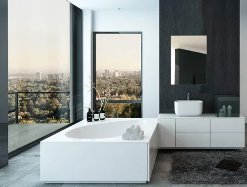Vista 6 de Hamilton Hills Espejo de tocador con marco de metal cepillado dorado de 22 x 30 pulgadas para pared Espejo de pared rectangular cuadrado de vidrio