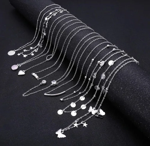Vista 6 de Honsny 20 piezas de collares de gargantilla chapados en oro de 14 quilates para mujer, conjunto de collares de cadena simple con colgante de moneda