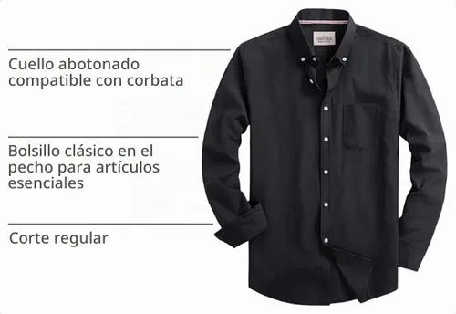 Vista 4 de Camisas Oxford de manga larga para hombre, ajustadas, ligeras, casuales, con botones y bolsillo