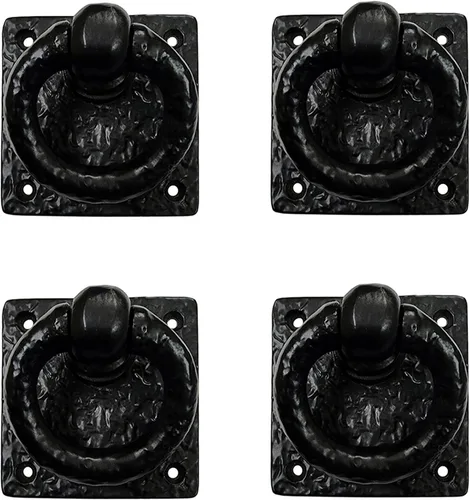 Vista 13 de Adonai Hardware Anillo de hierro fundido antiguo Adonikam de 3 pulgadas (suministrado como 2 piezas por paquete) - Negro mate