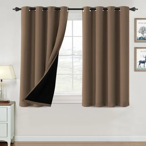 Vista 80 de H.VERSAILTEX Cortinas 100% de opacidad para dormitorio, con aislamiento térmico, cortinas opacas de 63 pulgadas de largo, cortinas de bloqueo