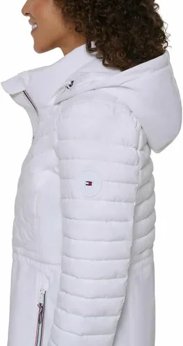 Vista 3 de Tommy Hilfiger Chaqueta elástica ligera con capucha y cordón para mujer