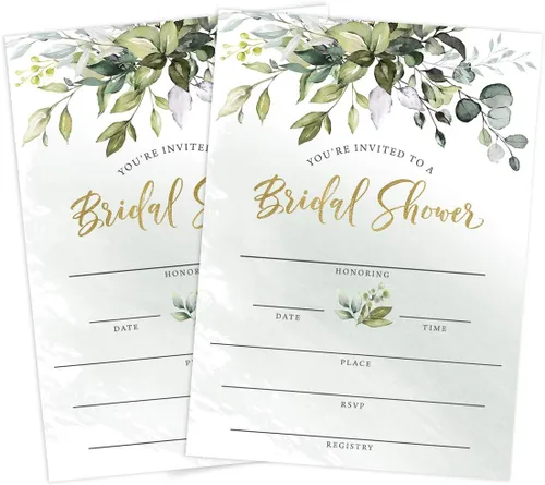 Vista 3 de Printed Party Invitaciones y sobres para despedida de soltera, vegetación, juego de 25