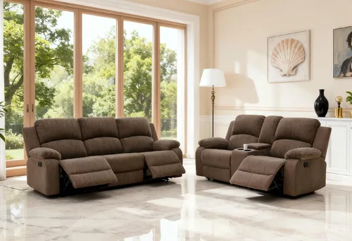 Vista 61 de Sofá reclinable manual moderno, sofá reclinable de cuero de 3 plazas, sofá reclinable de sala de estar, sofá con portavasos y mesa abatible