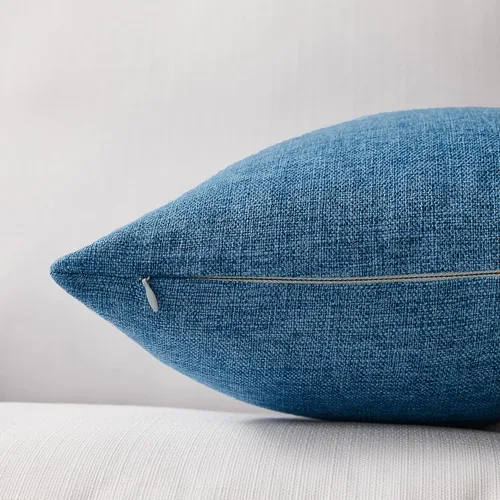Vista 6 de Meekio Juego de 2 fundas de almohada azules de 18 x 18 pulgadas, fundas de almohada decorativas de lino con estilo bohemio y campestre