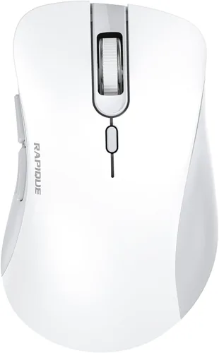 Vista 13 de RAPIQUE Ratón inalámbrico Bluetooth, Bluetooth dual y receptor USB 2.4G, clics silenciosos, mouse ergonómico de 6 botones para mano derecha, DPI