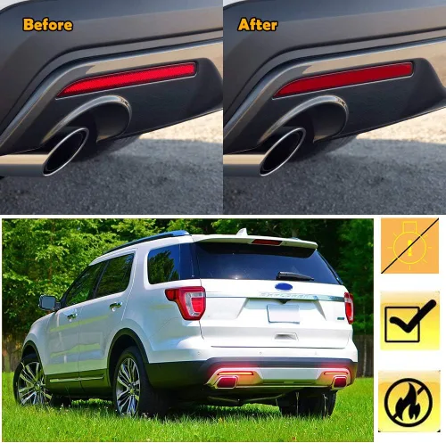 Vista 7 de Lente roja completa LED parachoques reflector trasera niebla luces para 2016 2017 2018 2019 Ford Explorer
