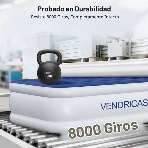 Vista 3 de Colchón de aire tamaño individual con bomba integrada, colchón inflable elevado de 18 pulgadas, cama inflable autoinflable, cama de aire portátil