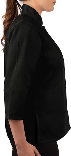Vista 4 de KNG - Abrigo de chef para mujer, color negro