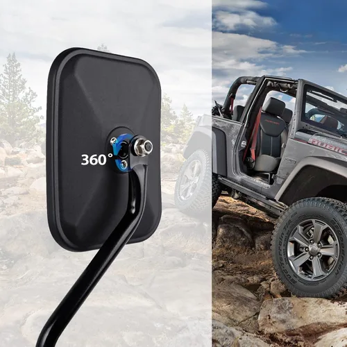 Vista 4 de Xislet - Reemplazo de espejo para puertas fuera para Jeep Wrangler JK CJ YJ JL & Unlimited, espejos laterales sin puerta - Instalación más rápida