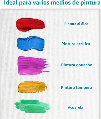 Vista 7 de KEFF Lienzo para pintar, paquete de 5 lienzos de 8 x 10 pulgadas, lienzos pequeños 100% algodón con triple imprimación para pintura. Mini lienzos a