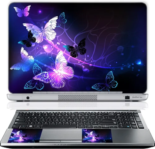 Vista 9 de Meffort Inc Adhesivo decorativo para laptop de hasta 12.3 pulgadas (incluye 2 muñequeras) - Nubes de galaxia