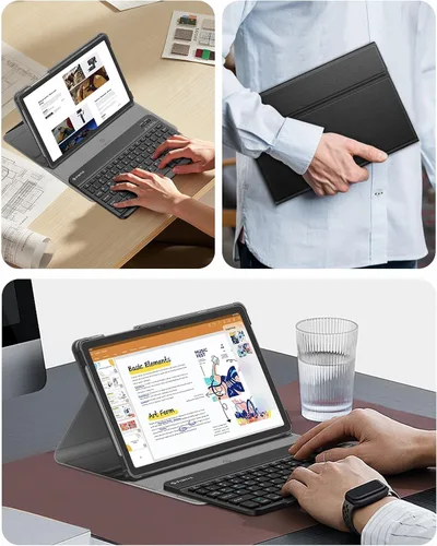 Vista 6 de FINTIE Funda con teclado para Samsung Galaxy Tab A11 Plus/A9 Plus 11'', color negro 3 ángulos de visión, teclado Bluetooth desmontable, batería