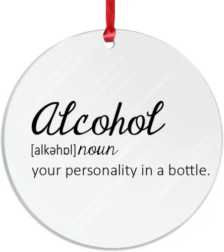 Vista 3 de Definición de sustantivo de alcohol, adorno acrílico de Navidad, decoración de árbol de Navidad, definición divertida, adorno de árbol de Navidad