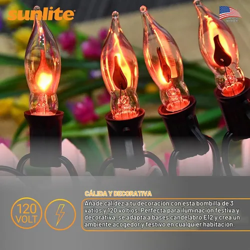 Vista 6 de Sunlite Lámpara de araña pequeña parpadeante con base de candelabro, naranja, para iluminación navideña y decorativa, E12, base de candelabro