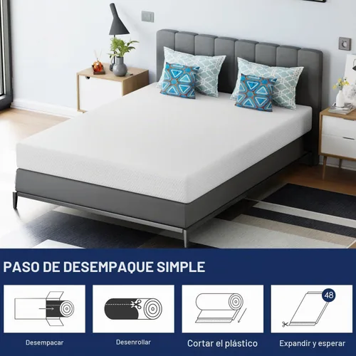 Vista 6 de FDW Colchón de espuma viscoelástica de gel refrescante de carbón de bambú de 5 pulgadas, colchón de cama transpirable, alivio de presión
