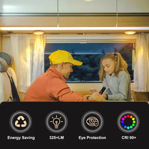 Vista 3 de acegoo Luz LED de techo de 12 V, luz de disco interior de caravana, luz de panel superior de 12 voltios para autocaravana, viaje, remolque, cámper