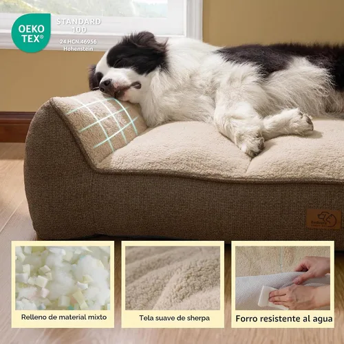 Vista 5 de Bedsure Cama ortopédica para perros de tamaño mediano, camas extra gruesas de apoyo para perros medianos con funda impermeable lavable, cómodo sofá