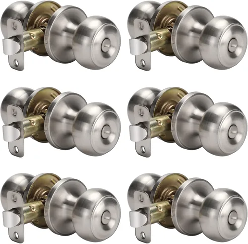 Vista 55 de Goldenwarm Pomos de puerta de paso de bronce champán, 1 paquete de pomos para puerta de armario interior, juego de perillas de puerta de paso