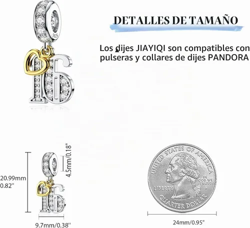 Vista 5 de JIAYIQI Collar de pulseras con dije de cumpleaños, plata de ley 925, cuentas para mujer