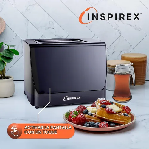 Vista 7 de Inspirex - Tostadora de palanca con pantalla táctil de dos rebanadas, color negro