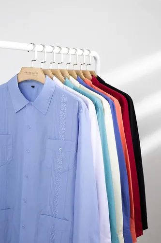 Vista 3 de MAXJON Guayabera - Camisas cubanas de manga corta para hombre