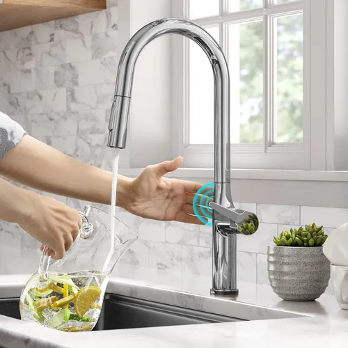 Vista 20 de Kraus Oletto - Grifo de cocina contemporáneo con un solo mango extraíble en cromado, KPF-3104CH