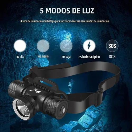 Vista 2 de WINDFIRE HP900 - Luz de buceo para buceo, ultra brillante, 5 modos Negro-HP900
