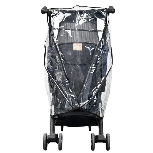 Vista 7 de Funda de lluvia para cochecito, protector universal negro transparente de viaje para bebé, protección al aire libre, cubierta de plástico