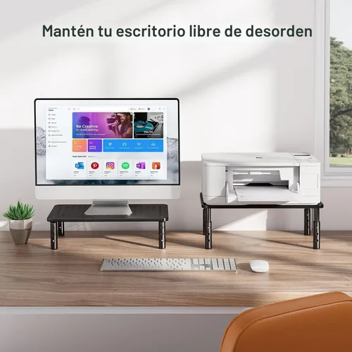 Vista 8 de HUANUO Soporte para monitor de computadora para escritorio, elevador Negro