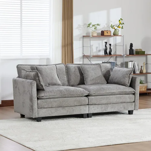 Vista 20 de Modular Sectional Couches Sofa, 4-Seat Cloud Couch with Double Layer Upholstered Seat Cushion, Breathable Chenille Fabric, for Living Room Bedroom