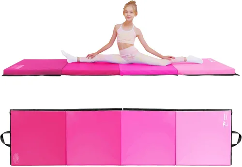 Vista 13 de Kangaroo Hoppers Gymnastics Tumbling Mats for Kids, Foldable Gym Mat with Carrying Handles for Home Activity Play