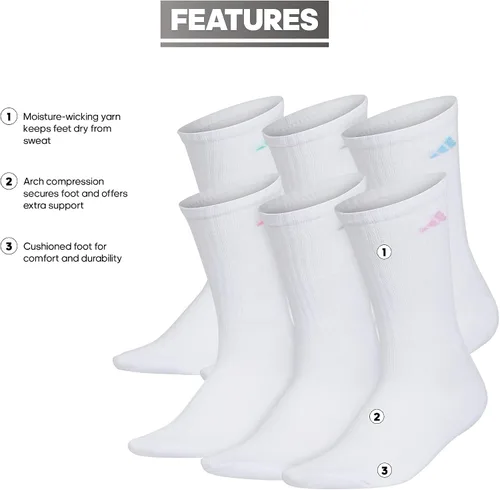 Vista 2 de adidas Women's Athletic Cushioned 6-Pack Crew