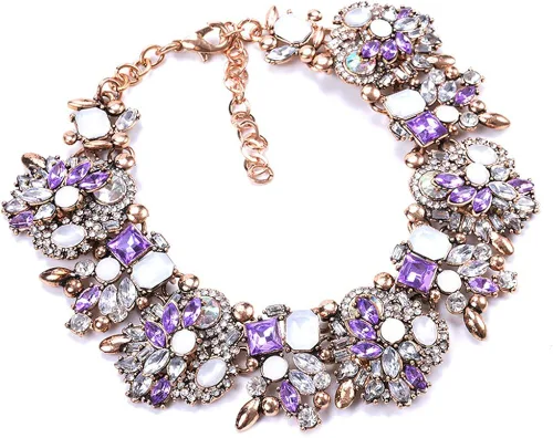 Vista 2 de Collar llamativo de cristal colorido para mujer, gargantilla, accesorios de moda