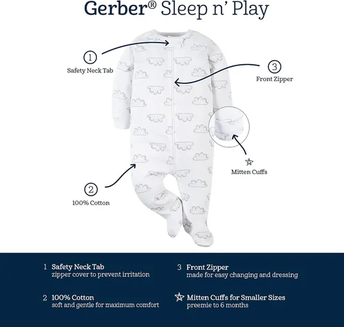 Vista 5 de Gerber 4-Pack Baby Neutral Sheep Sleep 'N Plays