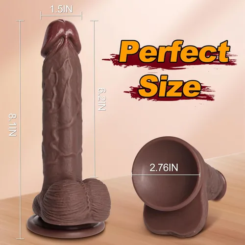 Vista 7 de Consolador realista ideal para principiantes, diseño de silicona con potente ventosa para el punto G manos libres y placer anal, auténtico juguete