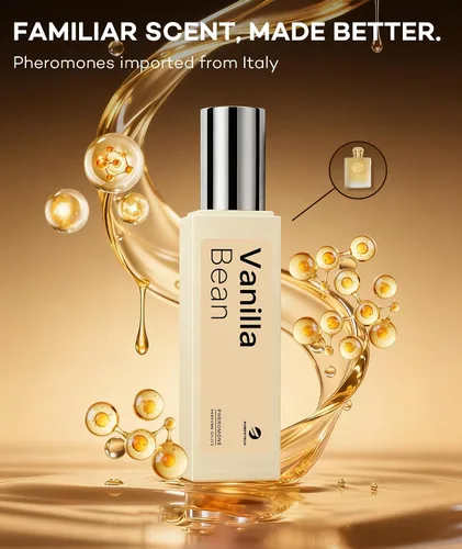 Vista 4 de purefittech Perfume de feromonas para mujer, fragancia de grano de vainilla, aceite de perfume de feromonas de larga duración, 0.34 onzas líquidas