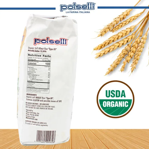 Vista 2 de POLSELLI Harina Orgánica, Tipo 00, 100% Grano Italiano, Harina Doble Cero, OO Extra Fina, 5 kg, 11 lbs, BIO, Pizza Napolitana Italiana, Pan, Pasta